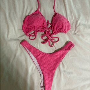 Pink Terry Cloth Bikini Set